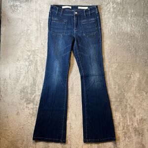 Pilcro‎ Flare Wide Leg Dark Wash Blue Jeans Size 28 X 33”